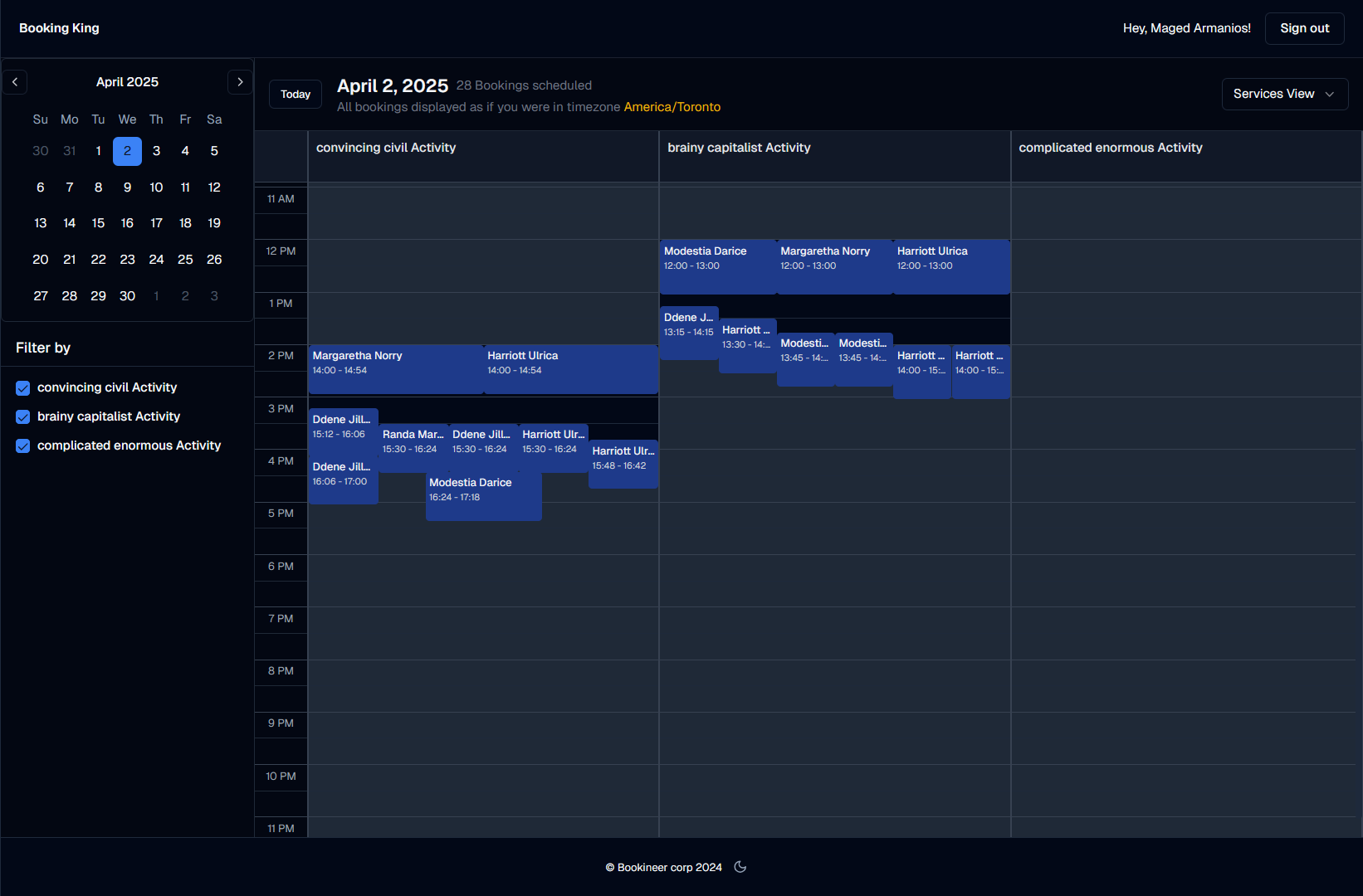 Calendar view screenshot 2